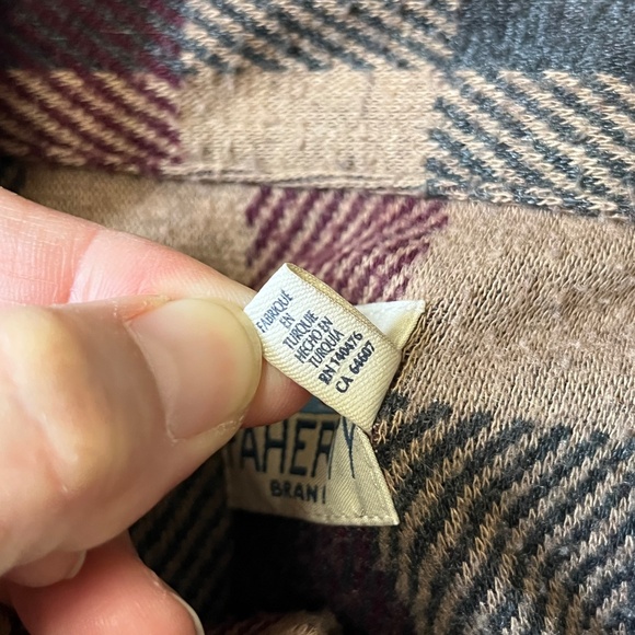 Faherty Legend Flannel Button Down Sweater Shirt - Men's Size M - Tan - Picture 5 of 12